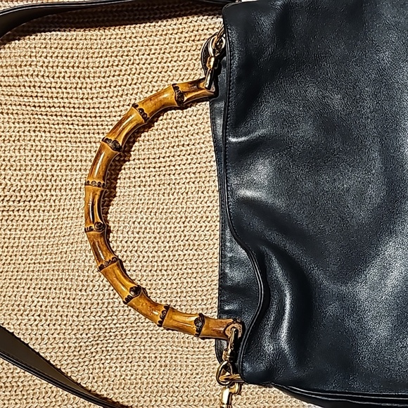 GUCCI Authentic RARE Bamboo 3way Handle Shoulder Bag Handbag Crossbody - Picture 9 of 12